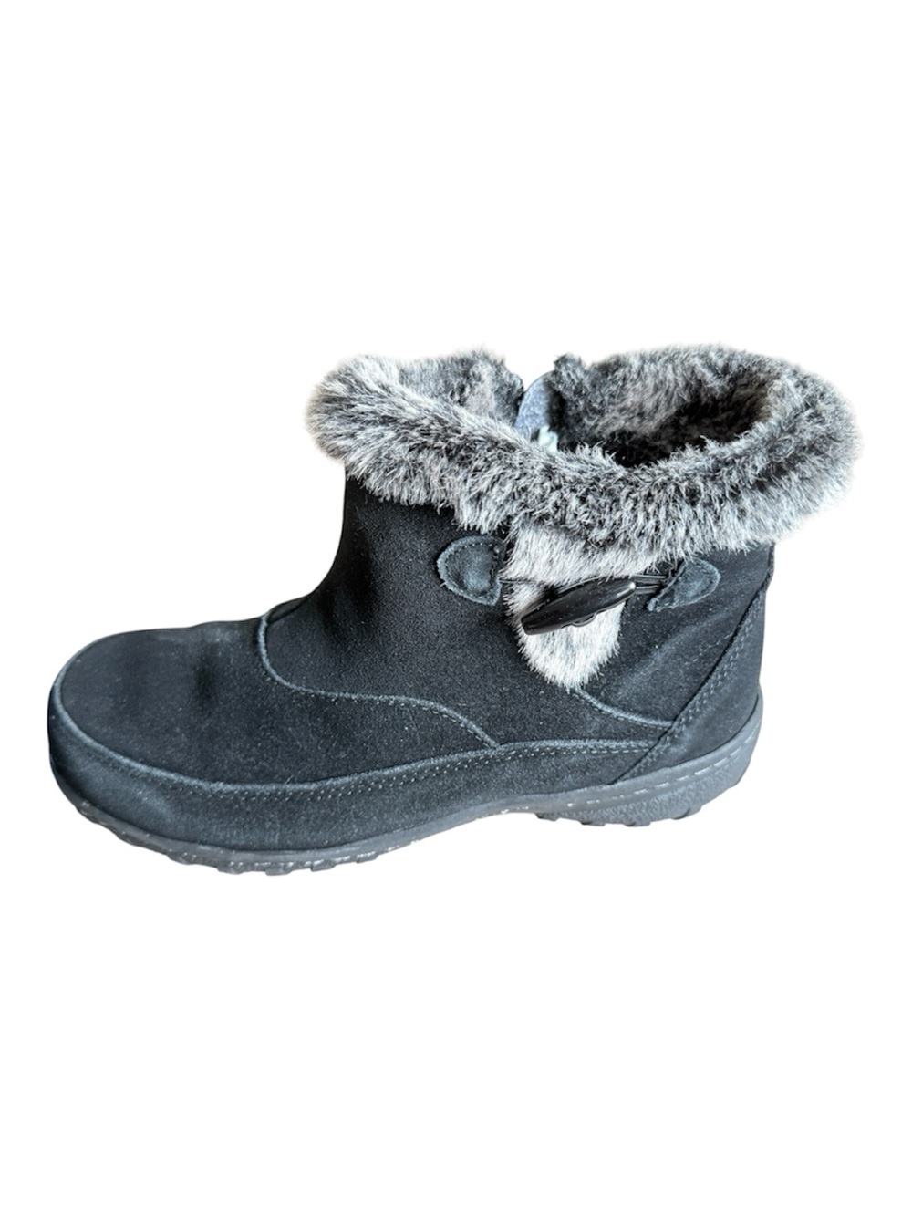 Khombu Gracie Black Faux-Fur Winter Ankle Boots Size 6M